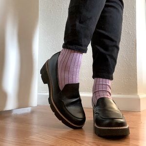 Naturalizer Cabaret Loafer in Black (vegan leather) Lite Series lug sole loafer